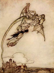 Arthur Rackham - one of three colour illustrations for 'The Four Clever Brothers' from the 1909 Edition of ''The Fairy Tales of the Brothers Grimm''