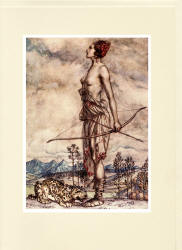 Greeting Card sample showing an Arthur Rackham illustration from ''Comus'' (1921)