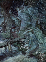 Arthur Rackham - 'By dimpled Brook, and Fountain brim, The Wood-Nymphs, deckt with Daisies trim, Their merry wakes and pastimes keep' from ''Comus'' (1921)