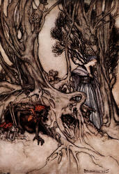 Arthur Rackham - 'Som say, no evil thing that walks by night ...' from ''Comus'' (1921)