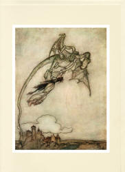 Greeting Card sample showing an Arthur Rackham illustration for the 1909 Edition of ''The Fairy Tales of the Brothers Grimm''