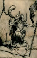 Arthur Rackham's 'The horn ... Was blown with a load twenty-trumpeter power' from the 1907 Edition of ''The Ingoldsby Legends''