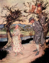 Arthur Rackham - 'Sauntering along in the twilight' from ''The Legend of Sleepy Hollow'' (1928)