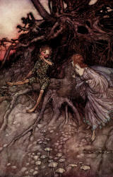 Arthur Rackham - 'I am that merry wanderer of the night' from Shakespeare's ''A Midsummer-Night's Dream'' (1908)