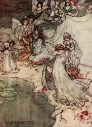 Arthur Rackham - 'She never had so sweet a changeling' from Shakespeare's ''A Midsummer-Night's Dream'' (1908)