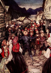 Arthur Rackham - 'Peer among the Wedding Guests' from ''Peer Gynt'' (1936)