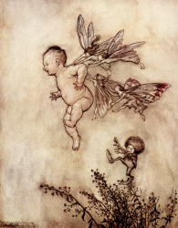 Arthur Rackham - 'They all tickled him on the shoulder' from ''Peter Pan in Kensignton Gardens'' (1906)