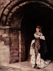 Arthur Rackham - 'How Dame Lionesse came forth arrayed like a princess' from ''The Romance of King Arthur and His Knights of the Round Table'' (1917)