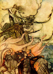 Arthur Rackham - 'Siegfried leaves Brunnhilde in search of adventure' from ''Siegfried & The Twilight of the Gods'' (1911), written by Richard Wagner