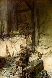 Arthur Rackham - 'Mime at the anvil' from ''Siegfried & The Twilight of the Gods'' (1911), written by Richard Wagner