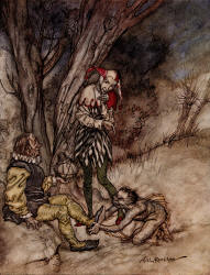 Arthur Rackham - 'I'll kiss thy foot: I'll swear myself thy subject' from ''The Tempest'' (1926)