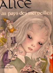 Original illustrated Dust Jacket for ''Alice au pays des merveilles'' published in 1949 with images by Adrienne Segur