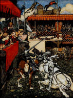 Arthur Rackham's 'Tristram smiting him clean off his horse' for ''Sir Tristram of Lyones and La Belle Ysolde''
