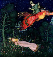 Edmund Dulac's 'There he found the Princess asleep and saw that her face was the face he had seen in the portrait' for the tale 'The Firebird' in the 1916 Edition of ''Edmund Dulac's Fairy-Book''