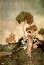 Edmund Dulac - 'Iris - ''The turfy mountains, where live nibbling sheep''' from ''The Tempest'' (1908)