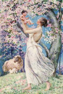 Frank C Pape illustration to Psalm 113, Verse 9 of ''The Book of Psalms'' (1912)