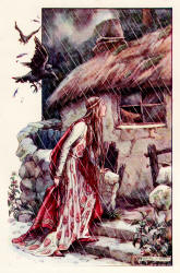 Frank C Pape - 'Florimell finds the Cottage of the Witch in the gloomy Glen' from ''The Gateway to Spenser - Stories from the Faerie Queen'' (1910)