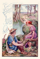 Frank C Pape - 'Sir Calidore wooes the Shepherdess' from ''The Gateway to Spenser - Stories from the Faerie Queen'' (1910)