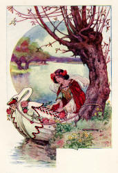 Frank C Pape - 'The Enchantress waits in her little painted shallop for Sir Guyon' from ''The Gateway to Spenser - Stories from the Faerie Queen'' (1910)