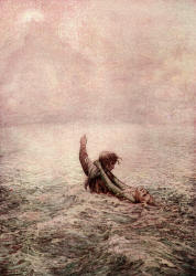 Frank C Pape - 'Christian and Hopeful crossing the Waters of Death' from ''The Pilgrim's Progress'' (1910)