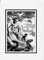 Greeting Card sample showing a Frank C Pape illustration from ''The Toils and Travels of Odysseus'' (1908)