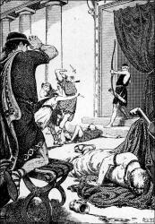 Frank C Pape - 'And as long as he had arrows for his defence, so long he kept aiming at the suitors' from ''The Toils and Travels of Odysseus'' (1908)