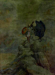 Frank C Pape - 'Christian passes through the Valley of the Shadow of Death'