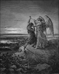 Gustave Dore - 'Jacob wrestling with the Angel' from the ''Holy Bible''