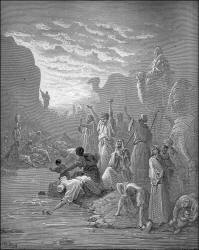 Gustave Dore - 'Moses striking the Rock in Horeb' from the ''Holy Bible''