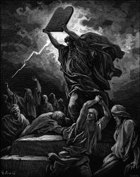 Gustave Dore - 'Moses breaking the Tables of the Law' from the ''Holy Bible''