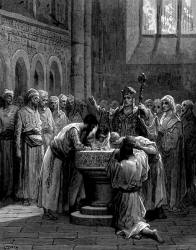 Gustave Dore - 'The Baptism of Infidels' from ''History of the Crusades'' (1880), written by Joseph Francois Michaud