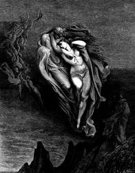Gustave Dore - Illustration depicting Canto V, lines 72-74 from ''Inferno'' (1887), written by Dante Alighieri