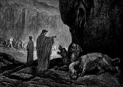 Gustave Dore - Illustration depicting Canto VI, lines 24-26 from ''Inferno'' (1887), written by Dante Alighieri