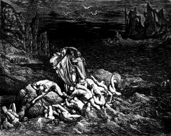 Gustave Dore - Illustration depicting Canto VII, lines 118, 119 from ''Inferno'' (1887), written by Dante Alighieri