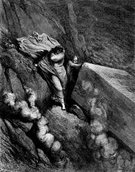 Gustave Dore - Illustration depicting Canto XI, lines 6, 7 from ''Inferno'' (1887), written by Dante Alighieri