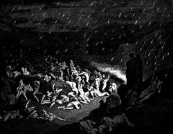 Gustave Dore - Illustration depicting Canto XIV, lines 37-39 from ''Inferno'' (1887), written by Dante Alighieri