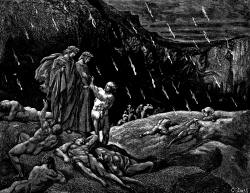 Gustave Dore - Illustration depicting Canto XV, lines 28, 29 from ''Inferno'' (1887), written by Dante Alighieri