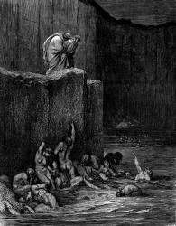 Gustave Dore - Illustration depicting Canto XVIII, lines 116, 117 from ''Inferno'' (1887), written by Dante Alighieri