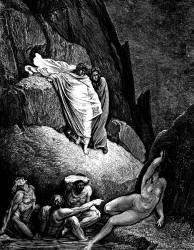 Gustave Dore - Illustration depicting Canto XVIII, lines 130-132 from ''Inferno'' (1887), written by Dante Alighieri