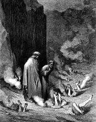 Gustave Dore - Illustration depicting Canto XIX, lines 51-52 from ''Inferno'' (1887), written by Dante Alighieri