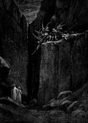 Gustave Dore - Illustration depicting Canto XXIII, lines 52-54 from ''Inferno'' (1887), written by Dante Alighieri