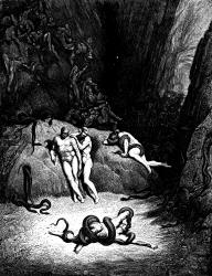 Gustave Dore - Illustration depicting Canto XXV, lines 59-61 from ''Inferno'' (1887), written by Dante Alighieri