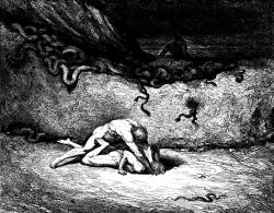 Gustave Dore - Illustration depicting Canto XXX, lines 33, 34 from ''Inferno'' (1887), written by Dante Alighieri