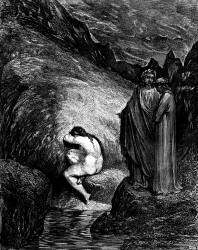 Gustave Dore - Illustration depicting Canto XXX, lines 38, 39 from ''Inferno'' (1887), written by Dante Alighieri