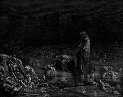 Gustave Dore - Illustration depicting Canto XXXII, lines 97, 98 from ''Inferno'' (1887), written by Dante Alighieri