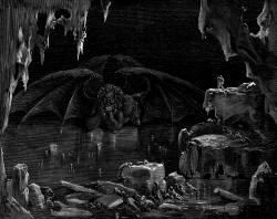 Gustave Dore - Illustration depicting Canto XXXIV, lines 20, 21 from ''Inferno'' (1887), written by Dante Alighieri