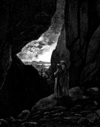 Gustave Dore - Illustration depicting Canto XXXIV, lines 127-129 from ''Inferno'' (1887), written by Dante Alighieri