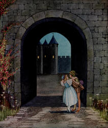 Ida Rentoul Outhwaite - 'They kissed farewell at the chateau gate' from ''Fairyland'' (1926)