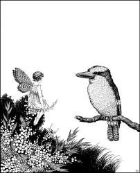 Ida Rentoul Outhwaite - 'While she sat chatting to a Kookaburra' from ''Fairyland'' (1926)