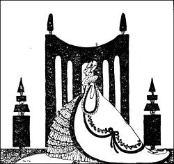 Kay Nielsen monotone illustration - one of two for 'Minon-Minette' from ''In Powder and Crinoline'' (1913)